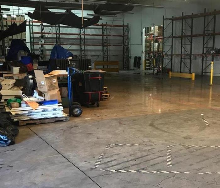 Water damaged warehouse