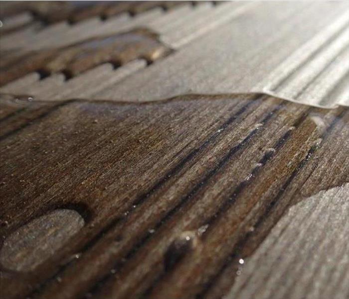 wood floor with water sitting on it